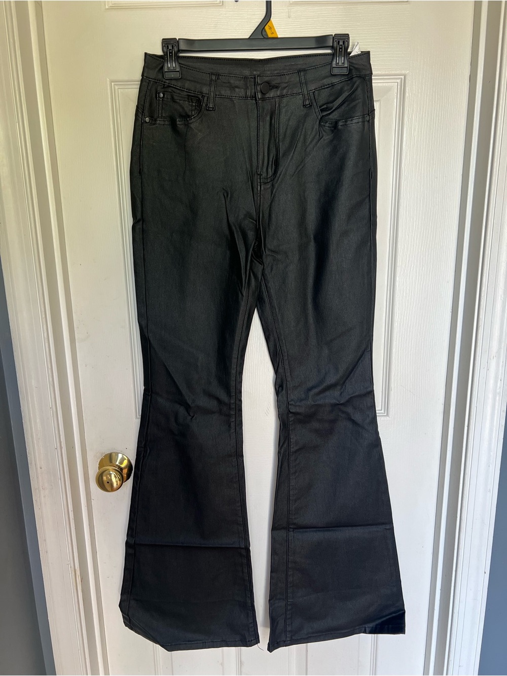Black Flared Faux Leather Pants